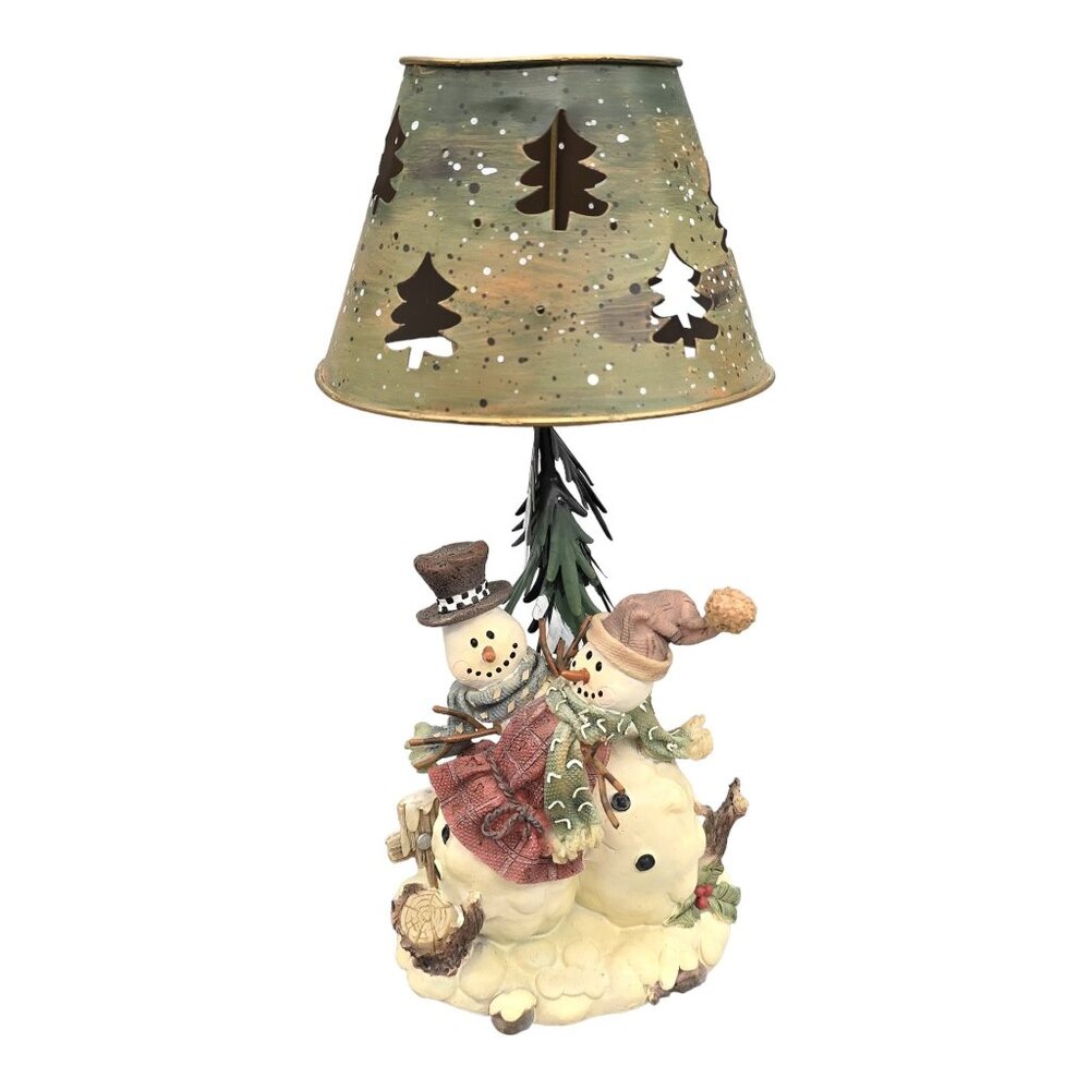 Crazy Mountain Snowman Table Tea Light Candle Holder Christmas Tree Cutout Shade